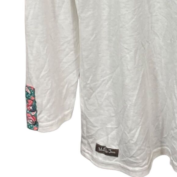 Matilda Jane Wm’s Sz XL Heathered Beige Soft Long Sleeve Floral Trim Tunic Top - Picture 2 of 5